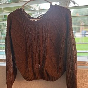 Cozy Brown Cable Knit Sweater